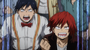 Tenya and Eijiro cheer for All Might