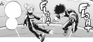 Izuku training alongside Ochaco.