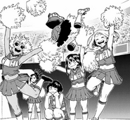 Ochaco and friends cheer for their classmates.