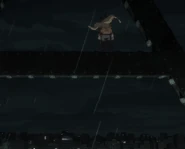 Deku surveying the troubled city.