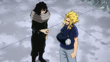 Shota advises Toshinori to move to safety