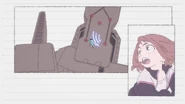 Izuku saves Ochaco from the Zero Pointer in in Season 8's "I" ending.