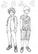 Katsuki and Izuku Western-style clothes
