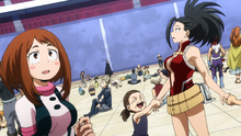 Ochaco and Momo finish the exam