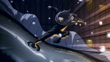 Eraser Head's kick has no effect on Teruo's slippery body.