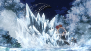 Moonfish evades Shoto's ice attack.