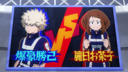 Katsuki matched up against Ochaco.