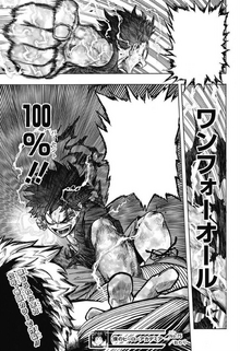 Izuku using 100 on Villain