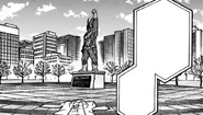 The statue of All Might at Ground Zero.