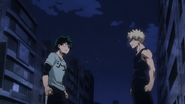 Katsuki confronts Izuku about his Quirk.