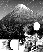 Izuku lands at Mt. Fuji.