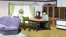 Toshinori talking with the Midoriya family