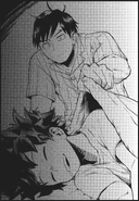 Tenya tucks in Izuku.