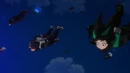 Izuku, Shoto and Katsuki perform HALO jump