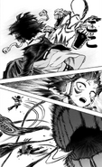 Kyoka is saved by Hawks from All For One's attack.
