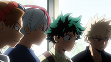 Izuku, Rody, Katsuki and Shoto listen to Alan's recording