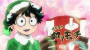 Izuku receives Ochaco's gift.
