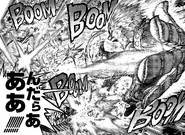 Katsuki bombards All For One with Explosions.