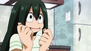 Tsuyu watches the fight betwen All Might and All For One.