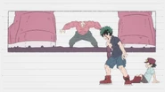 Izuku stands up to Muscular in Season 8's "I" ending.