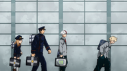 U.A. and Shiketsu students exit the trial.