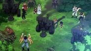 Trainees shoot Gigantomachia with cannons.