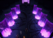 The League arrive at Ujiko's secret lab.