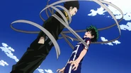 Eraser Head warns Izuku not to destroy his body with his Quirk.
