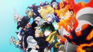 Heroes arrive to help Izuku in the final fight.