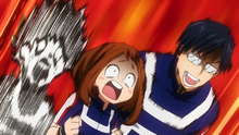 Izuku, Ochaco and Tenya shocked