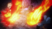 Katsuki and Todoroki subdue Dark Shadow.