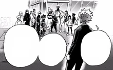 All Might informs Class 1-A about Tomura's delayed completion.