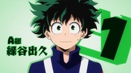 Izuku finishes 1st in the Obstacle race.