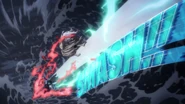 Izuku and Tomura keep fighting in the middle of the raging sea.