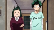 IZuku and Inko welcoming All Might at their home.