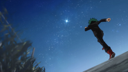 Izuku running in the dawn in Season 1's "HEROES" ending.