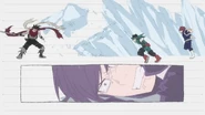 Deku and Shoto fight Stain in Season 8's "I" ending.