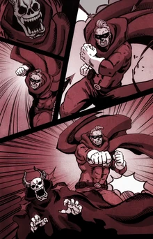 Captain Hero defeating the Demon Lord.