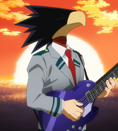 Fumikage shows his skills with the guitar.