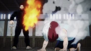 Enji trains Shoto very hard when he is still a child.