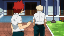 Eijiro Kirishima with Katsuki Bakugo's money