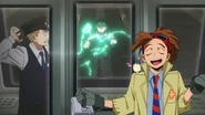 Izuku chases the train in which Rody intends to escape.