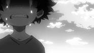 Younger Izuku crying in Season 1's "HEROES" ending.