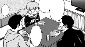 Koichi, Kazuho and Iwao eating