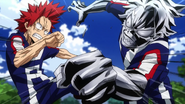 Tetsutetsu and Eijiro fight during the Obstacle Race