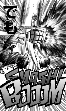 Katsuki colliding with Izuku.