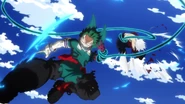 Izuku flying kicks Tomura.