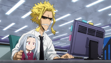Toshinori and Eri watching the news