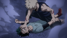 Katsuki Bakugo defeats Izuku Midoriya