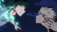 Katsuki and Izuku meet in the air.